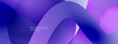 Soyut sıvı şekilleri örtüşür ve canlı mor gradyanlar yaratır. Modern tasarım hareketi, derinliği, görsel ilgiyi çağrıştırıyor.