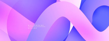 Soyut sıvı şekilleri örtüşür, canlı mor, pembe renkler yaratır. Modern tasarım hareketi, enerjiyi, pürüzsüzlüğü çağrıştırıyor.