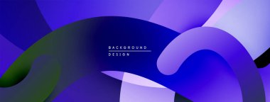 Soyut sıvı şekiller, canlı mor renkler tasarımda baskın. Gradyan geçişler derinlik yaratır, modern estetik. Minimalist kompozisyon.