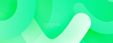 Soyut yeşil arkaplan. Üst üste binen şekiller pürüzsüz eğimler ve modern tasarım yaratır. Minimalist estetik, canlı renkler.