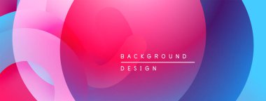 Soyut renkli arkaplan. Üst üste binen şekiller canlı gradyanlar yaratır, pembeler, maviler, morlar. Modern tasarım ögesi.