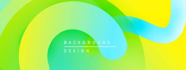 Soyut, canlı katmanlar akışkan şekiller yaratır. Sarı, yeşil, mavi renkler kusursuz bir şekilde harmanlanır. Arka planlar için modern tasarım ögesi.