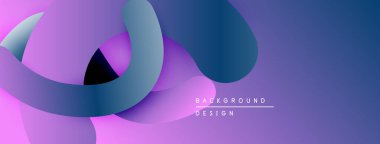 Soyut sıvı şekilleri, mor renkler baskın gelir. Gradyan renkler düzgün bir şekilde karışıp dinamik bileşim oluşturuyor. Modern tasarım ögesi.