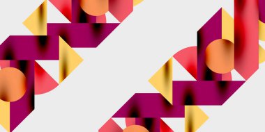 Soyut geometrik şekiller, canlı renkler, dinamik bileşim. Modern tasarım elementleri görsel ilgi yaratır, karşıtlık mevcut.