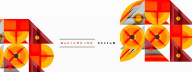 Geometrik desende turuncu, gri, kırmızı şekiller var. Tekrarlayan elementlerle minimalist tasarım modern estetik yaratır. Basit arkaplan.