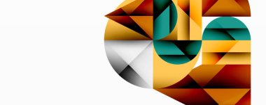 Soyut geometrik bileşim. Şekiller örtüşüyor, dinamik görsel ilgi yaratıyor. Sıcak, serin tonlar kusursuz bir şekilde harmanlanır. Minimalist tasarım.