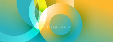 Soyut renkli arkaplan. Üst üste binen daireler dinamik görsel efekt yaratır. Gradyan renkler düzgün bir şekilde harmanlanarak modern estetik sunuyor..