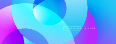 Soyut, enerjik çemberler çakışıyor. Mavi, mor renkler modern arkaplan tasarımı yaratır. Yumuşak gradyanlar görsel cazibe sunar.