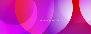 Soyut, canlı daireler üst üste binerek dinamik mor, pembe, kırmızı gradyanlar oluşturuyor. Arkaplan, pankart ve sunumlar için modern tasarım ögesi.