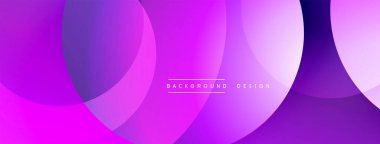 Soyut mor arkaplan. Üst üste binen daireler dinamik görsel efekt yaratır. Dijital projeler için modern tasarım.