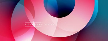 Soyut renk çakışan daireler dinamik gradyan arkaplan oluşturur. Modern tasarım elementleri akıcılık, enerji ve yenilik önerir.