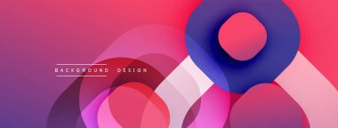 Soyut geometrik şekiller örtüşüyor, canlı pembe, mor renkler yaratıyor. Modern tasarım elementleri akıcılık ve dinamizmi önerir.