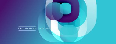 Soyut geometrik şekiller, canlı mavi mor gradyan. Üst üste binen daireler dinamik görsel efekt yaratır. Modern tasarım ögesi.