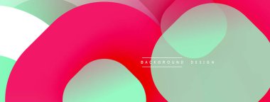 Soyut renkli şekiller çakışıyor. Pembe, deniz mavisi, beyaz renkler dinamik görsel efekt yaratır. Modern tasarım ögesi.