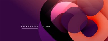 Soyut sıvı şekiller, canlı mor, pembe renkler. Üst üste binen daireler dinamik görsel efekt yaratır. Arka planlar için modern tasarım ögesi.