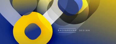 Soyut şekiller örtüşür, dinamik görsel etki yaratır. Renkler altından maviye karışır, modern tasarım ögesi.