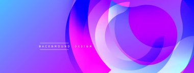 Soyut akışkan şekiller, canlı mavi, mor renkler. Modern tasarım, dinamik kompozisyon, değişim etkisi. Metin arkaplan tasarımı okur.