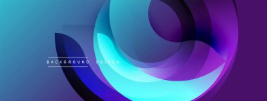 Soyut akışkan şekiller, canlı mavi mor gradyanlar. Modern tasarım elementleri dinamik görsel etki yaratır. Yumuşak geçişler, katmanlı biçimler.