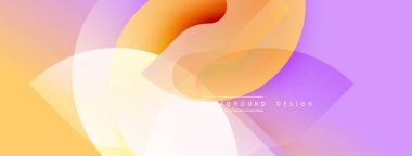 Soyut sıvı şekiller harmanlanarak canlı turuncu ve mor renkler yaratır. Modern tasarım enerjiyi, hareketi, aydınlatmayı çağrıştırıyor..