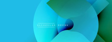 Soyut mavi yeşil eğimli daireler kesişiyor. Modern tasarım elementleri dinamik görsel doku oluşturur. Arkaplanda metin arkaplan tasarımı.