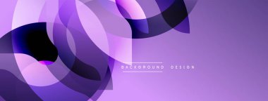 Soyut mor tasarım özellikleri üst üste binen yuvarlak şekiller. Gradyan gölgeler derinlik yaratır, modern estetik. Mevcut en küçük metin.