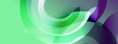 Soyut sıvı şekilleri örtüşür, parlak yeşil ve mor renkler yaratır. Modern tasarım hareketi, enerjiyi, pürüzsüz geçişleri çağrıştırıyor.