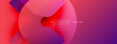 Soyut enerjik tasarım. Üst üste binen daireler dinamik renk eğimleri, pembeler, morlar, kırmızılar yaratır. Projeler için modern arkaplan ögesi.