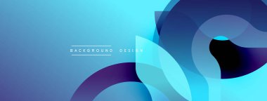 Soyut mavi eğimli arkaplan. Üst üste binen şekiller dinamik görsel efekt yaratır. Modern tasarım elementleri temiz estetik sunar.