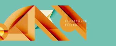 Soyut geometrik bileşim. Turuncu katmanlar turkuaz arka plan ile örtüşüyor ve dinamik görsel efekt yaratıyor. Modern tasarım elementleri derinlik, doku, sofistike.