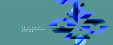 Soyut geometrik şekiller üst üste binerek deniz mavisi üzerine dinamik katmanlar oluşturur. Modern tasarım derinliği, gölgeleri ve görsel ilgiyi vurgular. Minimalist estetik.