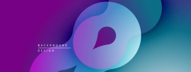 Soyut değişim katmanları akışkan şekiller yaratır. Mor, mavi renkler kompozisyona hakim. Arka planlar için modern tasarım ögesi.