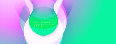 Soyut canlı katmanlar dinamik görsel efekt yaratır. Yumuşak gradyanlar pembe, yeşil ve mavi renkleri harmanlarlar. Modern tasarım ögesi.