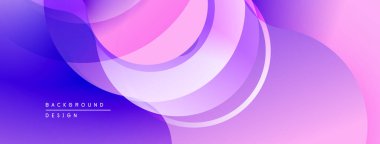 Soyut sıvı şekiller, mor renkler, modern tasarım. Gradyan arka plan dinamik görsel efekt yaratır. Düz eğriler, üst üste binen katmanlar.