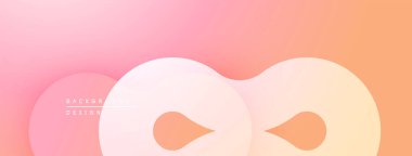 Yumuşak pembe, turuncu renkli arka plan. Üst üste binen yuvarlak şekiller soyut sonsuzluk sembolü oluşturur. Minimalist tasarım, modern estetik.