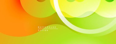 Soyut arkaplan. Üst üste binen şekiller pürüzsüz eğimler yaratır. Turuncu, sarı, yeşil renkler kompozisyona hakim. Modern tasarım ögesi.