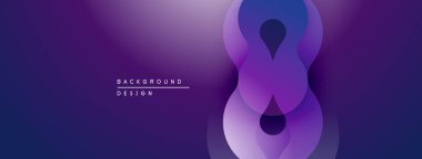 Soyut mor tasarım, üst üste binen daireler oluşturarak sonsuzluk sembolü oluşturur. Gradyan arka plan derinlik ekler, modern estetik.