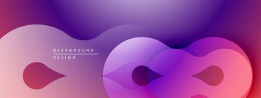 Soyut akışkan şekiller, mor renkler tasarımda baskın. Pürüzsüz gradyanlar modern görsel efekt yaratır. Minimalist kompozisyon.