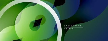 Soyut yeşil, mavi katmanlar akıcı tasarım yaratır. İnce eğimli modern, dinamik bir kompozisyon. Minimalist estetik.