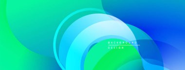 Soyut sıvı şekilleri, canlı maviler, yeşiller dinamik arkaplan oluşturur. Yumuşak eğimler hareketi, derinliği gösterir. Modern tasarım ögesi.