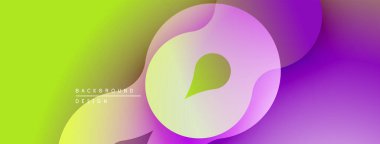 Soyut, enerjik bir arkaplan. Pürüzsüz akışkan şekiller, değişken renkler modern tasarım yaratır. Mor, yeşil renkler kompozisyona hakim..