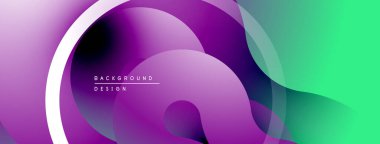 Soyut sıvı şekilleri, canlı mor, yeşil gradyanlar. Modern arkaplan tasarımı, pürüzsüz geçişler, dinamik kompozisyon.