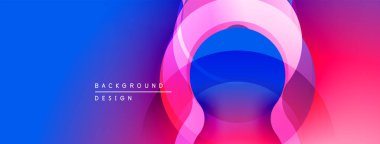 Soyut eğim arkaplanı. Üst üste binen daireler dinamik görsel efekt yaratır. Mavi, pembe, kırmızı renkler kompozisyona hakim. Modern tasarım ögesi.