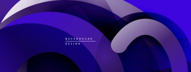 Soyut dinamik kompozisyon. Üst üste binen eğriler modern görsel efekt yaratır. Dereceli gölgeler derinlik ve doku sunar.