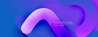 Soyut sıvı şekiller, canlı mor renkler derin maviler ile harmanlanır. Modern tasarım hareketi, enerjiyi, görsel cazibeyi çağrıştırıyor.