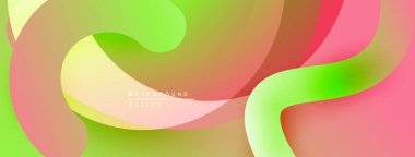 Soyut akışkan şekiller harmanlanır ve canlı gradyanlar oluşturur. Yumuşak kıvrımlar modern estetik sunan kompozisyona hakim. Renkler sorunsuz geçiş.