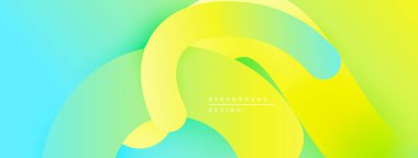 Soyut sıvı şekilleri canlı turkuaz, yeşil, sarı renkleri harmanlıyor. Pürüzsüz gradyanlar dinamik ve modern görsel efektler yaratır.