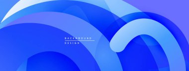 Soyut mavi katmanlar akışkan şekiller yaratır. Dereceli gölgeler derinlik sunar, modern estetik. Minimalist tasarım uygun arka planlar.