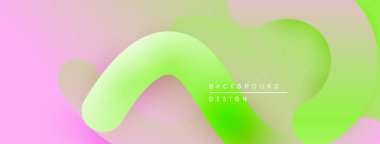 Soyut sıvı şekiller, pastel renklerin karışımı. Yumuşak gradyanlar modern arkaplan tasarımı yaratır. Açık pembe, yeşil renkler kompozisyona hakim..