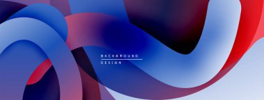 Soyut sıvı şekilleri, mavi, kırmızı gradyanlar. Arka planlar ve sunumlar için modern tasarım öğesi. Yumuşak geçişler, dinamik kompozisyon.