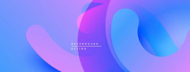 Soyut gradyanlar harmanlanarak sıvı şekiller oluşturur. Yumuşak mor, mavi renkler dizaynın hakimi. Minimalist estetik, modern his.